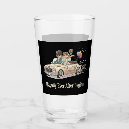 Net Getrouwd Dierenkoppel Trouwauto Glas (Voorkant)