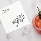 Net getrouwd Doodle Car Wedding cocktail servet