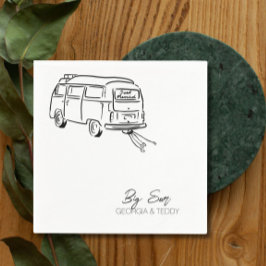 Net getrouwd Doodle Car Wedding cocktail servet