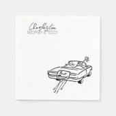 Net getrouwd Doodle Car Wedding cocktail servet (Voorkant)
