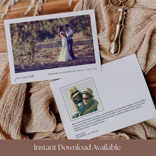 Net Getrouwd | Dubbelzijdige Foto Huwelijk Aankondiging