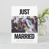 Net getrouwd Eenvoudige minimalistische trouwfoto Aankondiging (Staand voorkant)