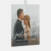 Net getrouwd eerste kerst aangepaste foto namen glas ornament (Voorkant Rechts)