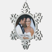 Net getrouwd Eerste Kerst Keepsake Tin Sneeuwvlok Ornament (Rechts)