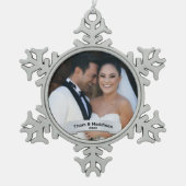 Net getrouwd Eerste Kerst Keepsake Tin Sneeuwvlok Ornament (Voorkant)