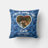 Net Getrouwd Eigen Foto & Naam Fleece Deken Kussen (Achterkant)