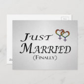 Net Getrouwd (Eindelijk) Lesbische Trots Design Aankondigingskaart (Voorkant / Achterkant)