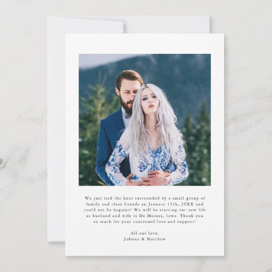 Net getrouwd Elegance Trouwfoto Aankondiging (Achterkant)