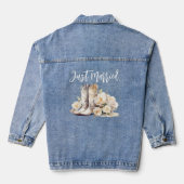 Net getrouwd Elegant Bloemen Cowgirl Laarzen Bruid Denim Jacket (Achterkant)