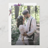 Net getrouwd Elegant bloemenscript trouwfoto Aankondiging (Voorkant / Achterkant)