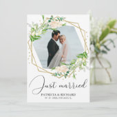 Net getrouwd Elegant Greenery Eloped aankondiging (Staand voorkant)