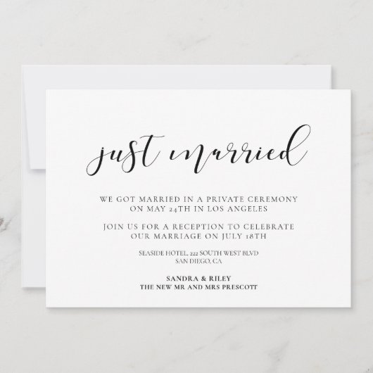 Net getrouwd Elegant ontwerp aankondiging (Voorkant)