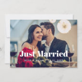 Net Getrouwd Elegant Script Bruiloft Aangepaste Fo Aankondiging (Voorkant)