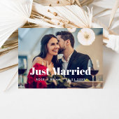 Net Getrouwd Elegant Script Bruiloft Aangepaste Fo Aankondiging