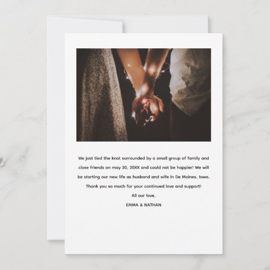 Net getrouwd Elegant Script bruiloft foto aankondi Aankondiging (Achterkant)