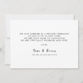 Net getrouwd Elegant Script Wedding Custom Foto Aankondiging (Achterkant)
