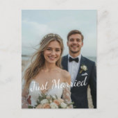 Net getrouwd Elegant Wedding Photo Aankondiging Briefkaart (Voorkant)