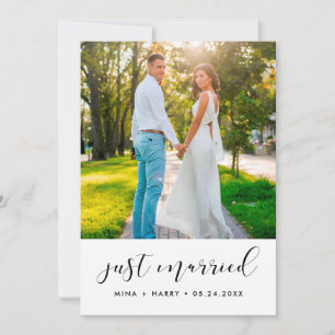 Net getrouwd Elegante aankondigingsfotokaart Aankondiging