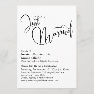 Net Getrouwd Elegante Calligrafie in Zwart & Wit Kaart