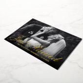 Net Getrouwd | Elegante Foto Bruiloftsontvangst  Folie Uitnodiging (Gedraaid)