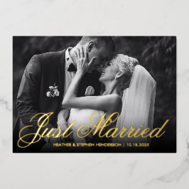 Net Getrouwd | Elegante Foto Huwelijksaankondiging Folie Uitnodiging