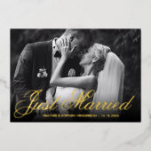 Net Getrouwd | Elegante Fototrouwkaart  Folie Uitnodiging (Voorkant)