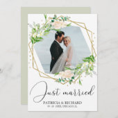 Net Getrouwd Elegante Groene Vlucht Aankondiging (Voorkant / Achterkant)