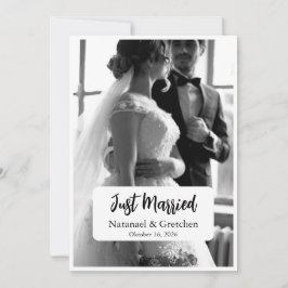 Net Getrouwd Elegante Huwelijksfoto Aankondiging 