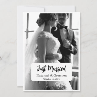 Net Getrouwd Elegante Huwelijksfoto Aankondiging 