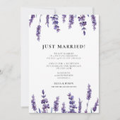 Net getrouwd Elegante lavendel huwelijksaankondigi Kaart (Voorkant)