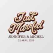 Net Getrouwd elegante script huwelijksauto Raamsticker (Vel)