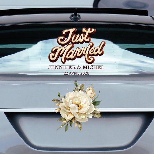 Net Getrouwd elegante script huwelijksauto Raamsticker