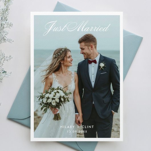 Net Getrouwd Elegante Trouwfoto Aankondiging