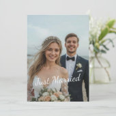 Net Getrouwd Elegante Trouwfoto Aankondiging (Staand voorkant)