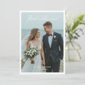 Net Getrouwd Elegante Trouwfoto Aankondiging (Staand voorkant)