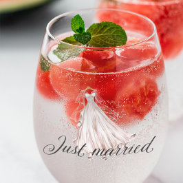 Net Getrouwd Elegante Waterverf Trouwjurk Wijnglas Zonder Voet