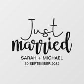 Net getrouwd elegante zwart script trouwauto raamsticker (Vel)