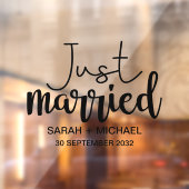 Net getrouwd elegante zwart script trouwauto raamsticker (Vel 2)