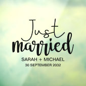 Net getrouwd elegante zwart script trouwauto raamsticker (Vel 3)