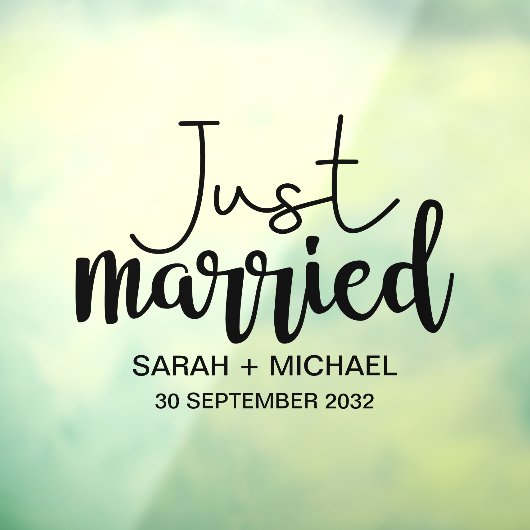 Net getrouwd elegante zwart script trouwauto raamsticker (Vel 3)