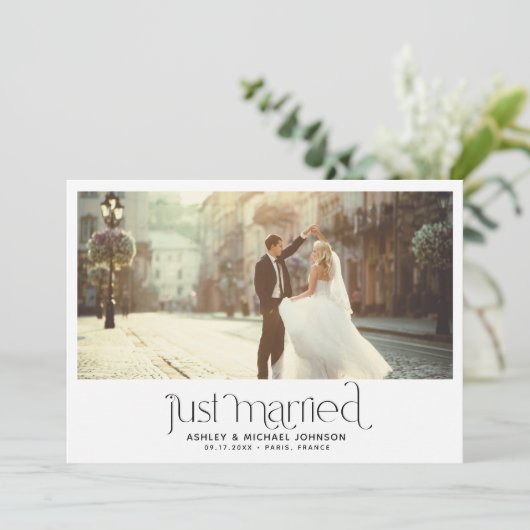 Net getrouwd Elopement 4 Foto Ontvangst alleen Inv Kaart (Staand voorkant)