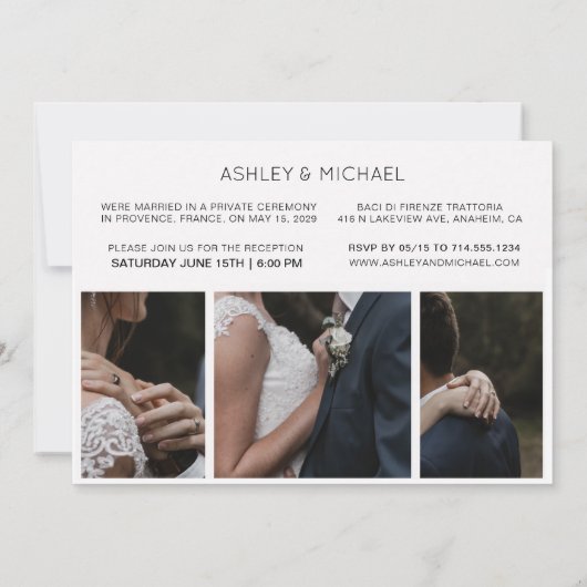 Net getrouwd Elopement 4 Foto Ontvangst alleen Inv Kaart (Achterkant)