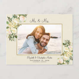 Net getrouwd Elopement Foto Bloemen Elegante Rozen Uitnodiging Briefkaart