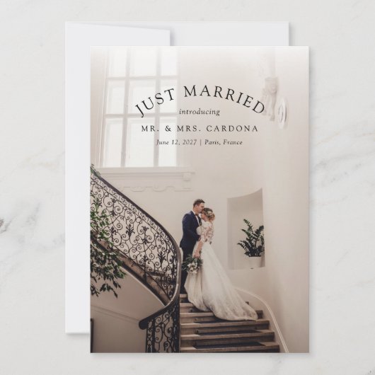 Net getrouwd Elopement trouwfoto aankondiging (Voorkant)