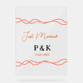 Net getrouwd en voeg de naam van het paar toe datu acryl bord