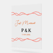 Net getrouwd en voeg de naam van het paar toe datu acryl bord (Hoek)