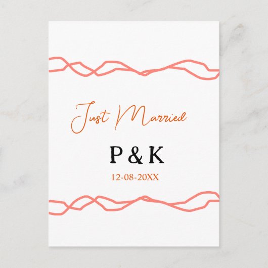 Net getrouwd en voeg de naam van het paar toe datu briefkaart (Voorkant)