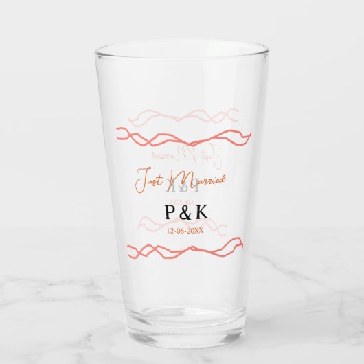 Net getrouwd en voeg de naam van het paar toe datu glas (Achterkant)