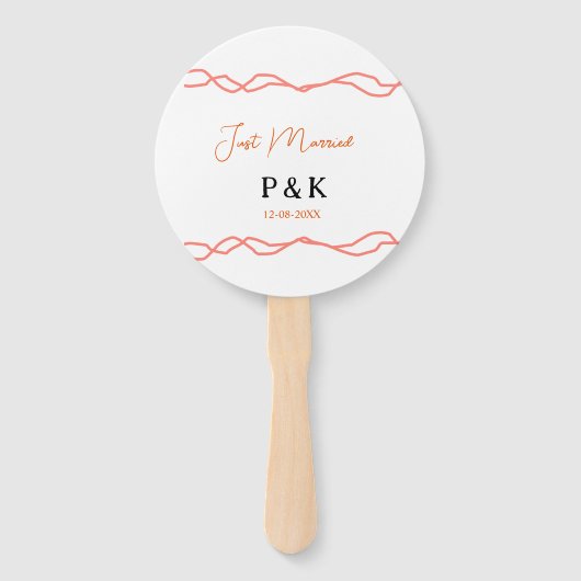 Net getrouwd en voeg de naam van het paar toe datu handwaaier (Voorkant)