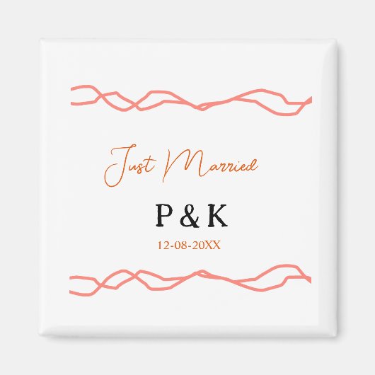 Net getrouwd en voeg de naam van het paar toe datu magneet (Voorkant)